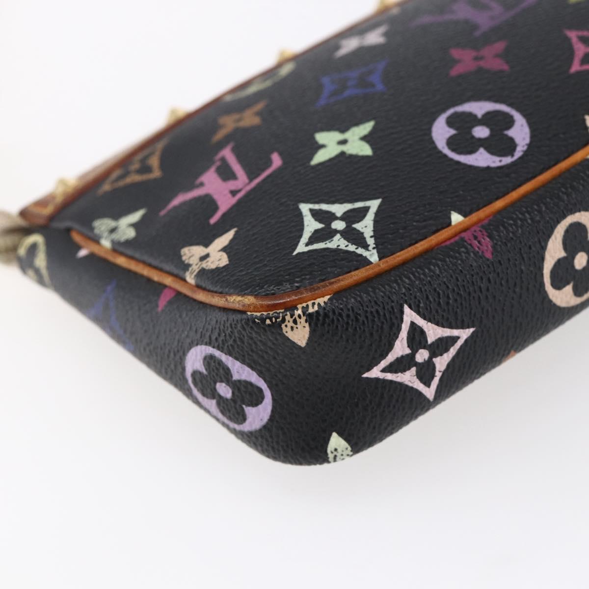 LOUIS VUITTON Multicolor Pochette Accessoires Pouch Black M92648 LV Auth 152410