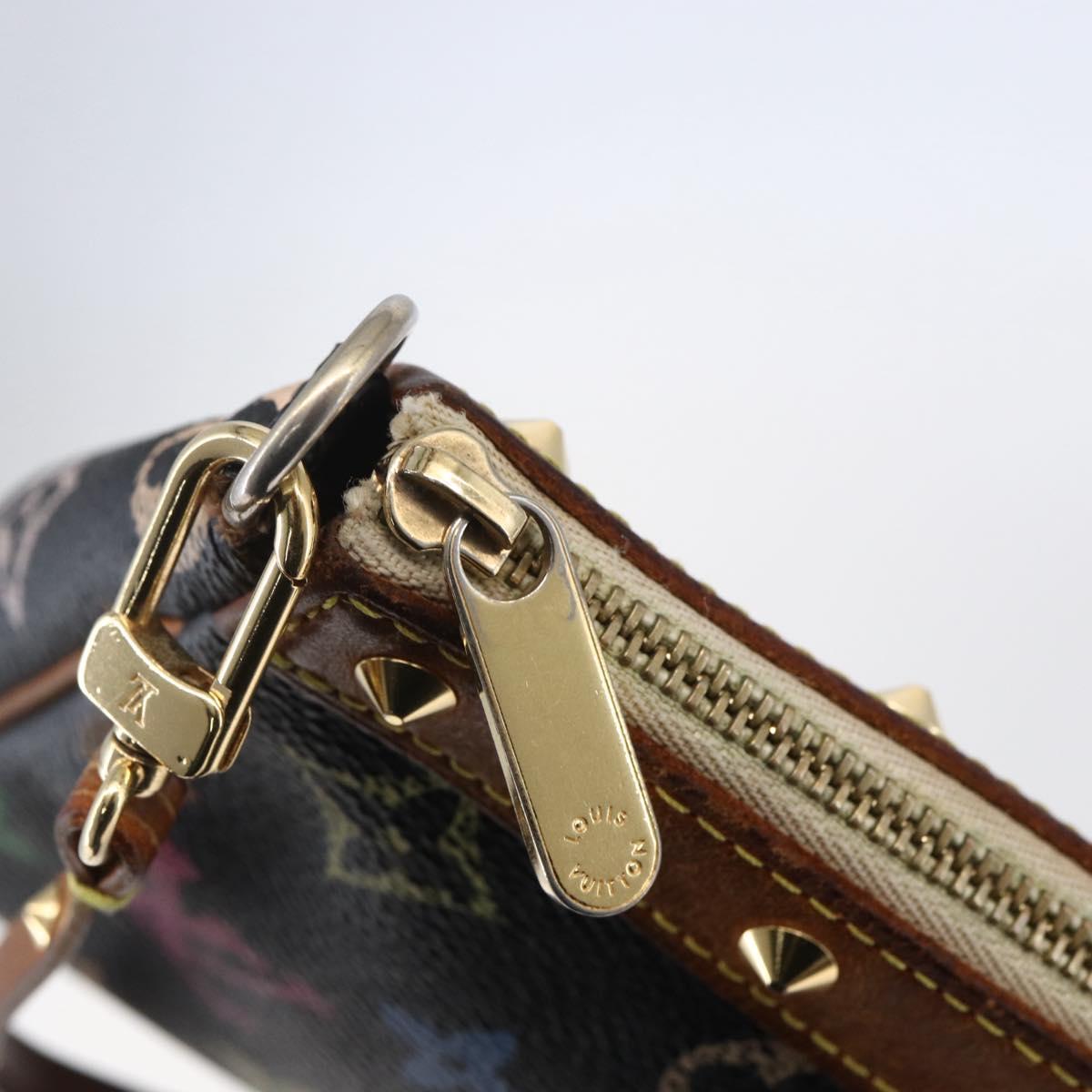 LOUIS VUITTON Multicolor Pochette Accessoires Pouch Black M92648 LV Auth 152410