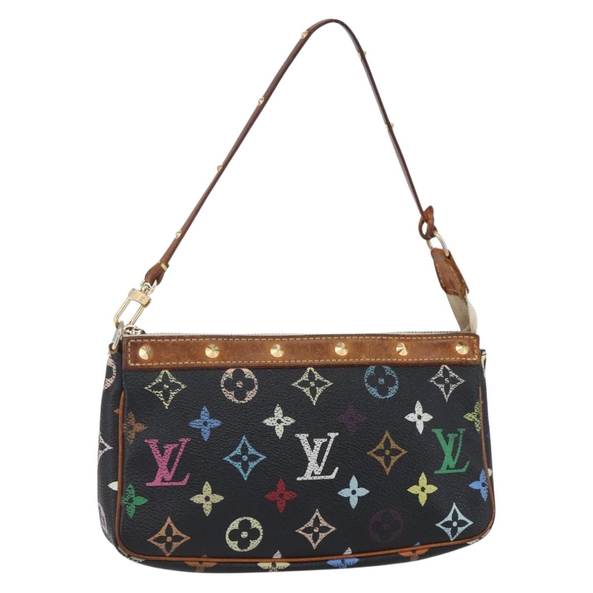 LOUIS VUITTON Multicolor Pochette Accessoires Pouch Black M92648 LV Auth 152410