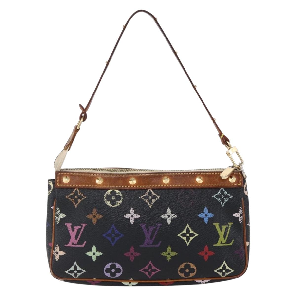 LOUIS VUITTON Multicolor Pochette Accessoires Pouch Black M92648 LV Auth 152410