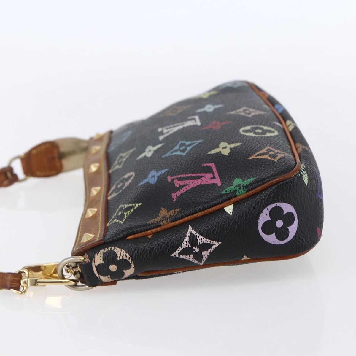 LOUIS VUITTON Multicolor Pochette Accessoires Pouch Black M92648 LV Auth 152410