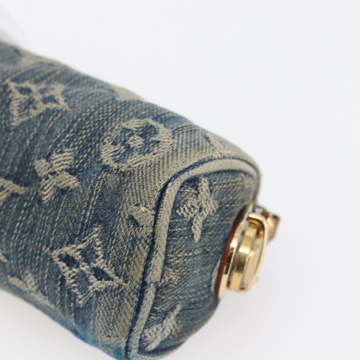 LOUIS VUITTON Monogram Denim Trousse Speedy GM Pouch Blue M95081 LV Auth 152415