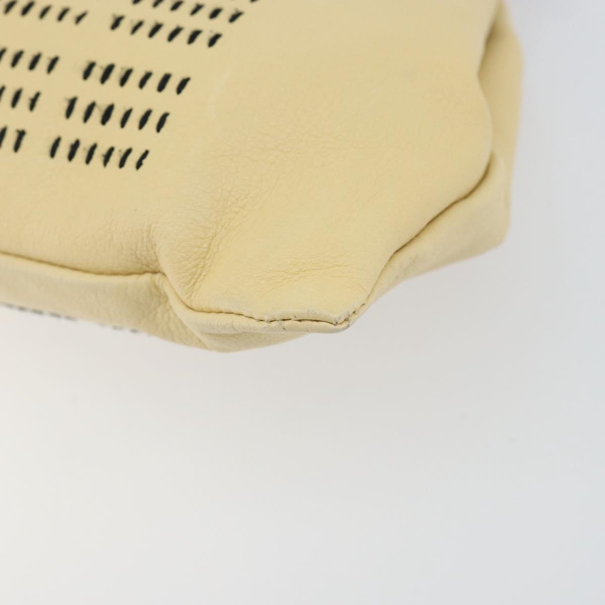 Miu Miu Gamaguchi Shoulder Bag Leather Beige Silver Auth 152418