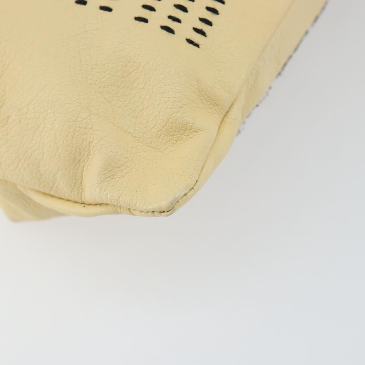 Miu Miu Gamaguchi Shoulder Bag Leather Beige Silver Auth 152418