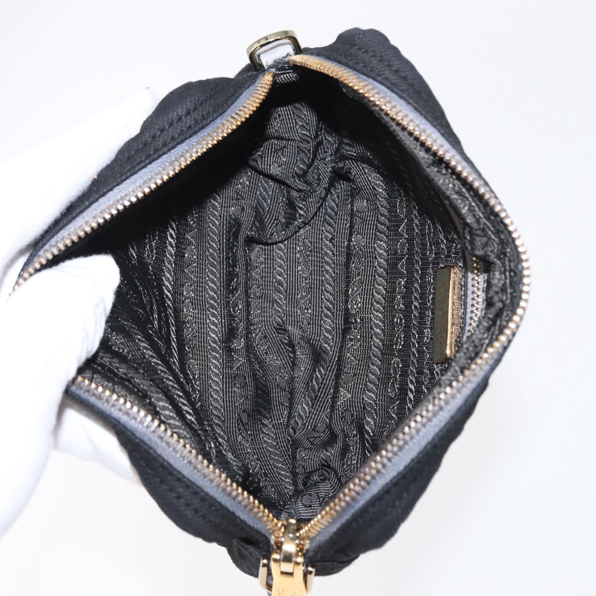 PRADA Pouch Nylon Canvas 3 Set Black Pink khaki Auth 152422