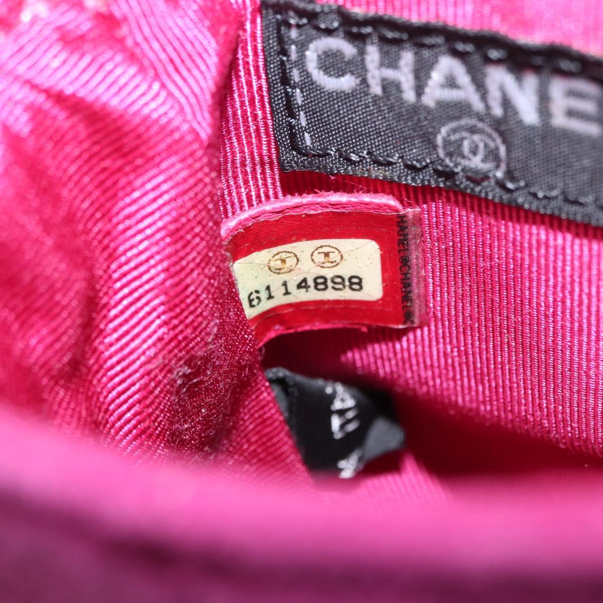 CHANEL Choco Bar Line Chain Phone Case Suede Purple Silver CC Auth 152423