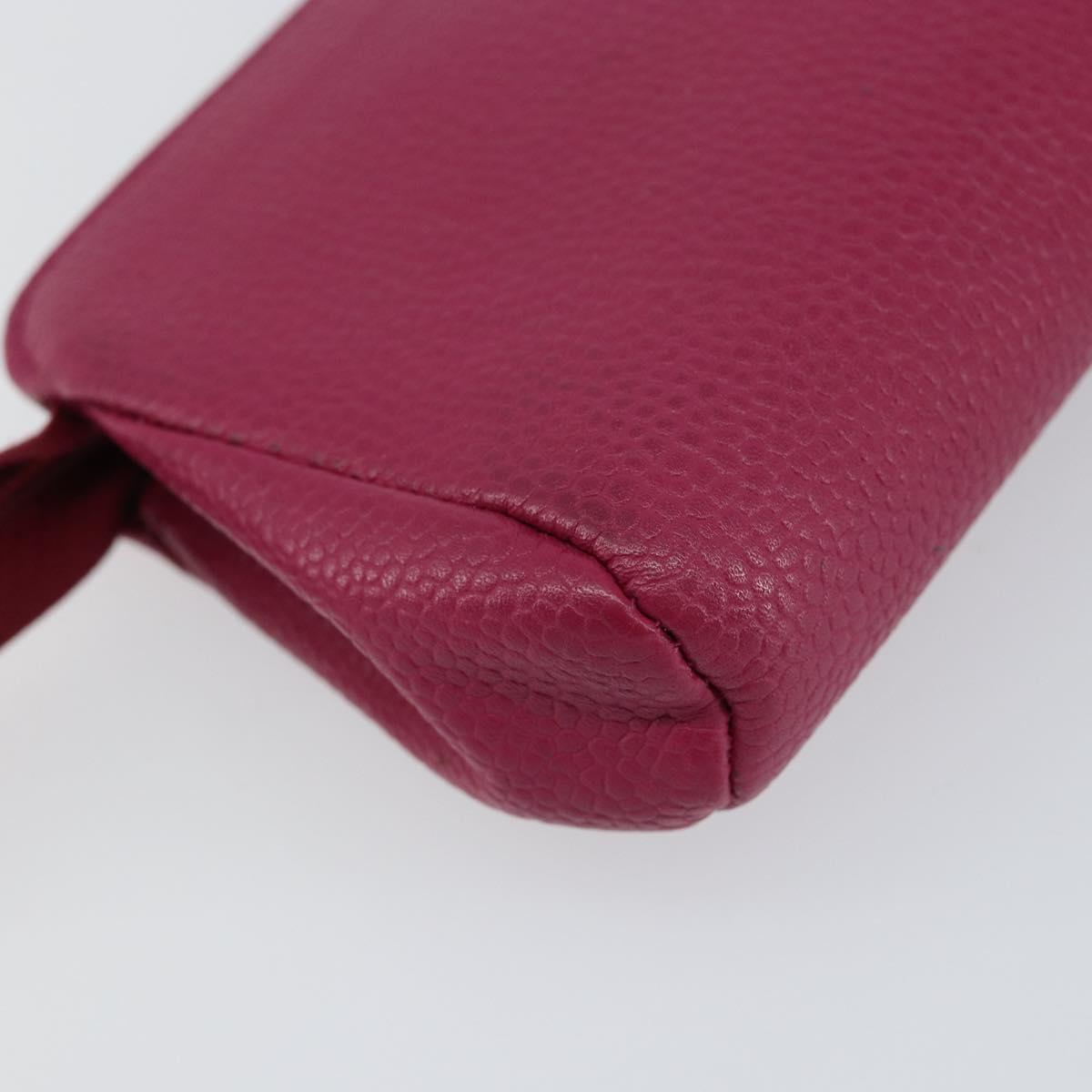 CHANEL COCO Mark Pouch Caviar Skin Pink Gold CC Auth 152429