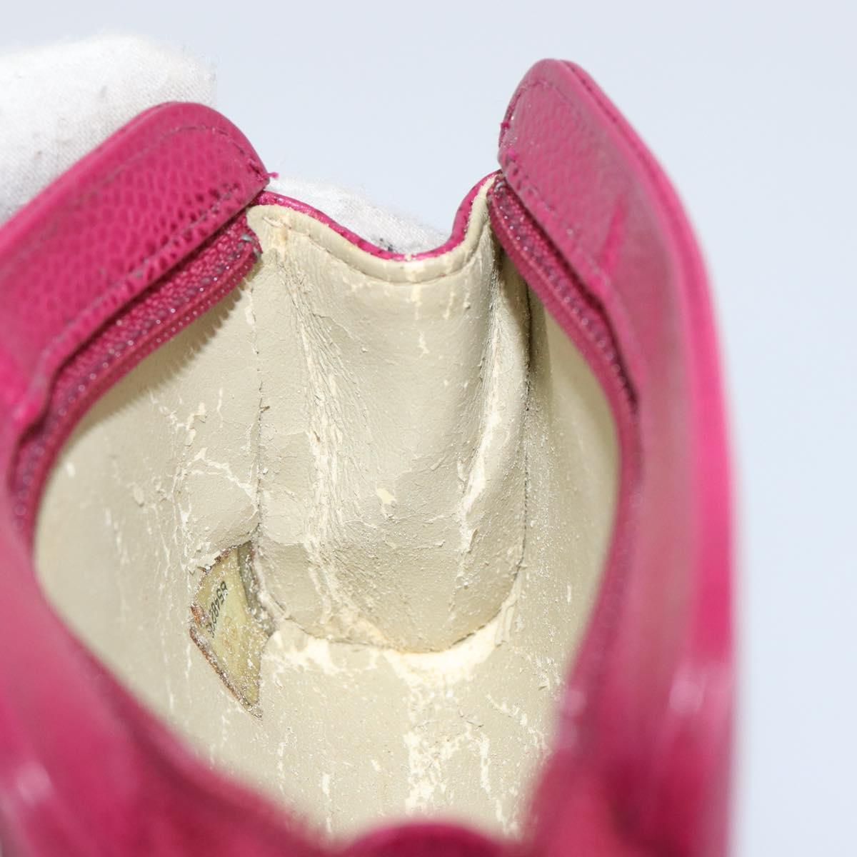 CHANEL COCO Mark Pouch Caviar Skin Pink Gold CC Auth 152429