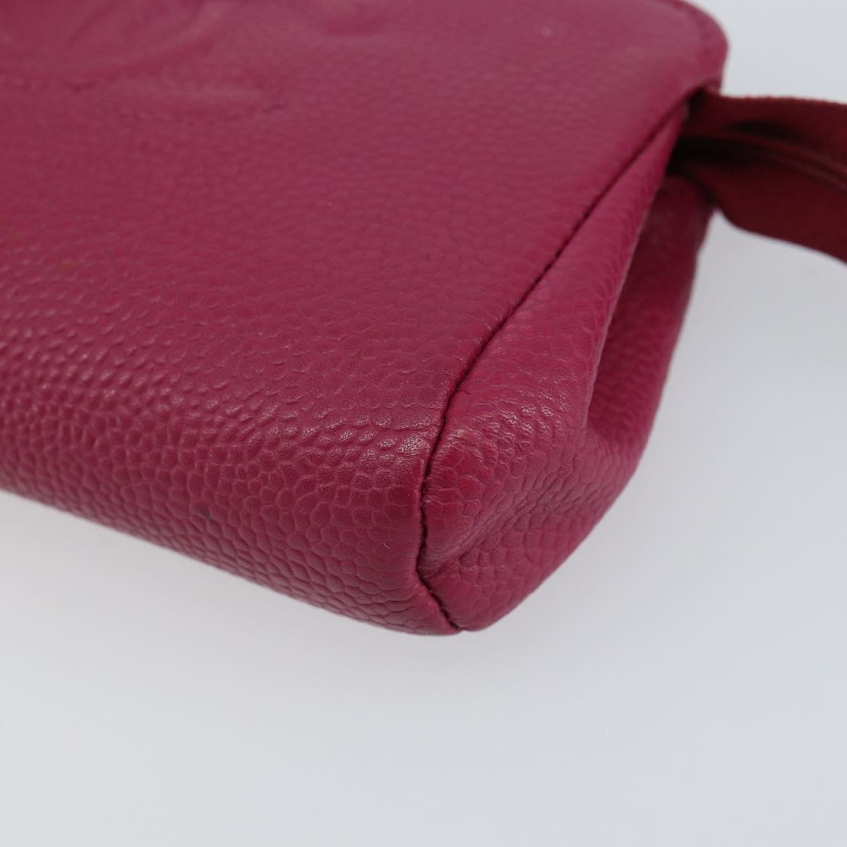 CHANEL COCO Mark Pouch Caviar Skin Pink Gold CC Auth 152429