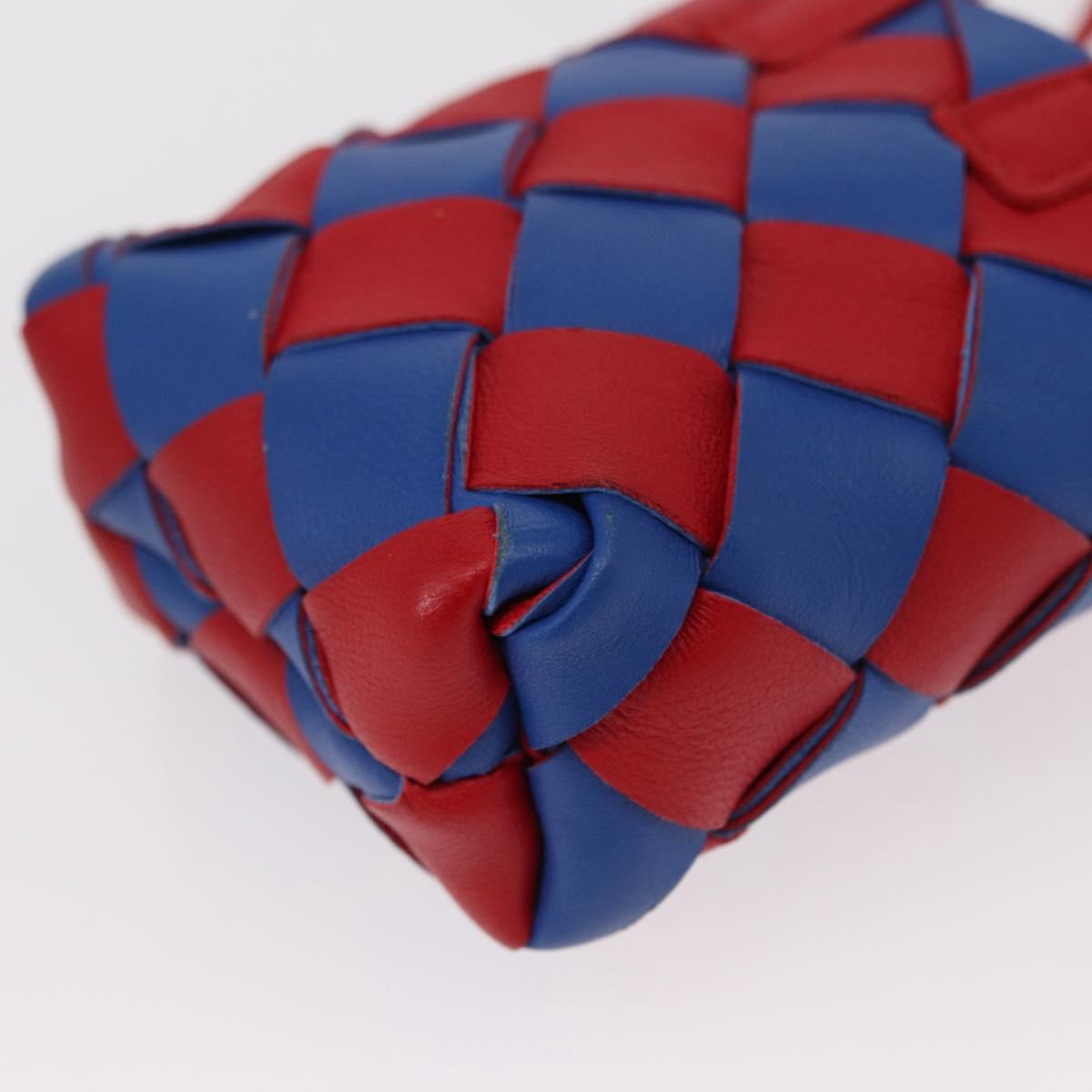 BOTTEGA VENETA INTRECCIATO Charm Leather Red Blue Auth 152431V