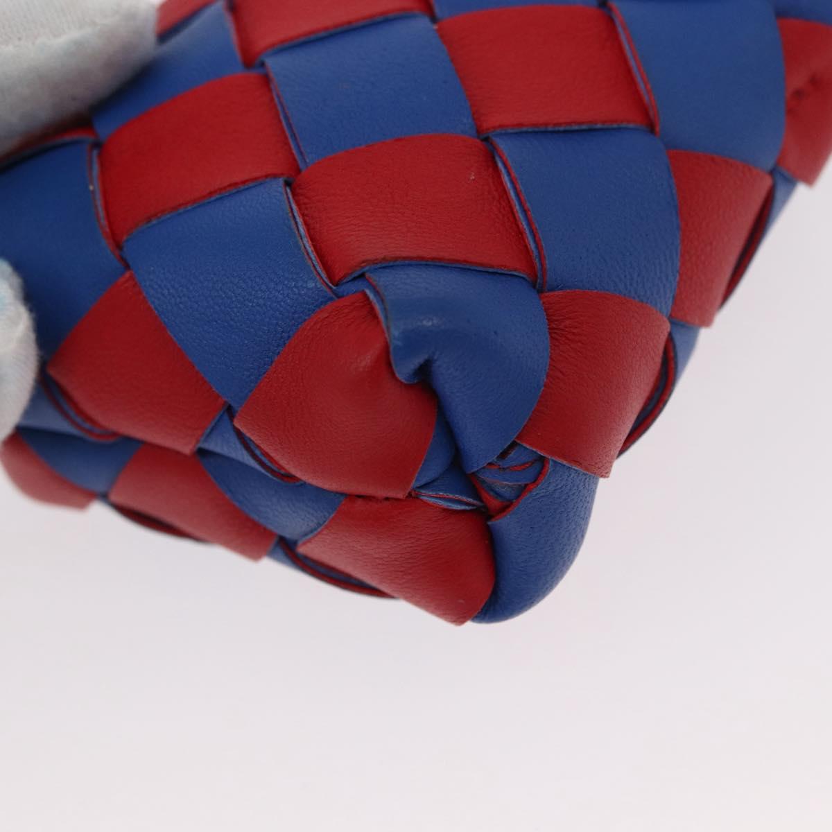 BOTTEGA VENETA INTRECCIATO Charm Leather Red Blue Auth 152431V