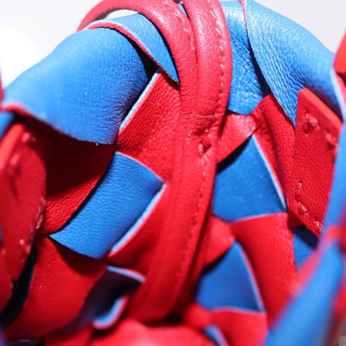 BOTTEGA VENETA INTRECCIATO Charm Leather Red Blue Auth 152431V