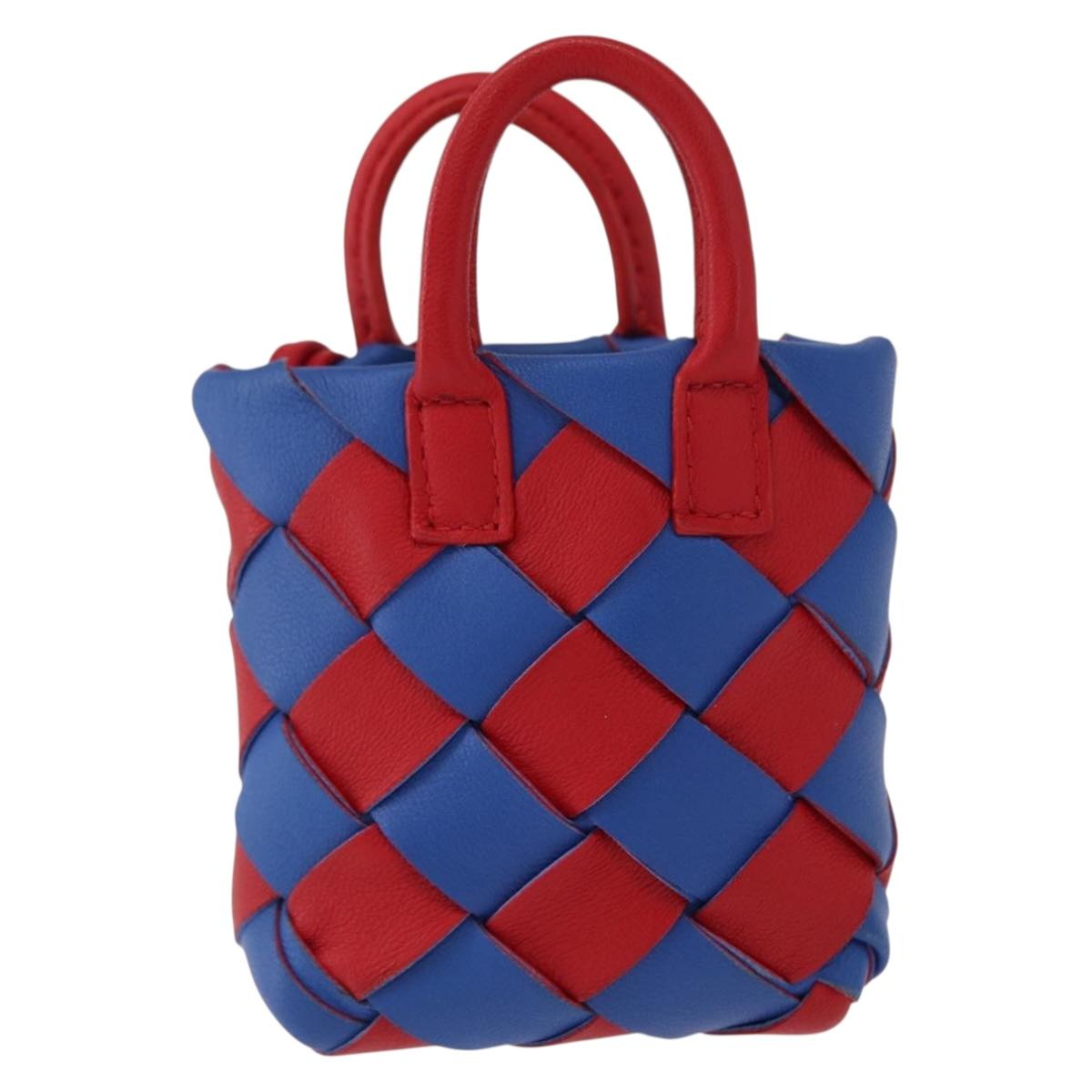 BOTTEGA VENETA INTRECCIATO Charm Leather Red Blue Auth 152431V