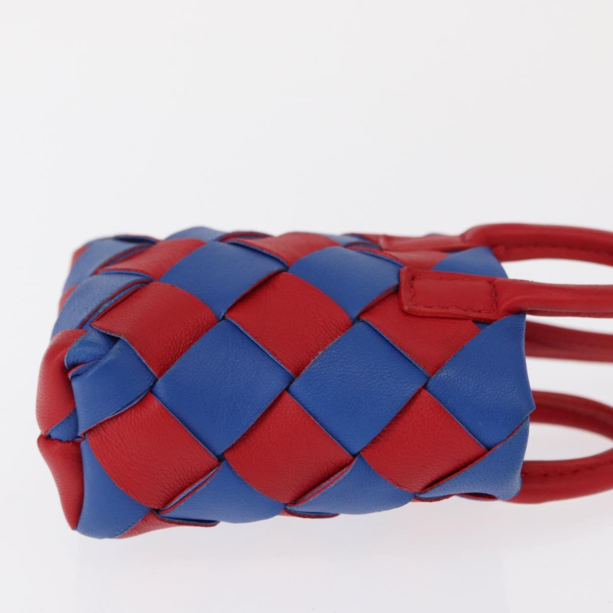 BOTTEGA VENETA INTRECCIATO Charm Leather Red Blue Auth 152431V