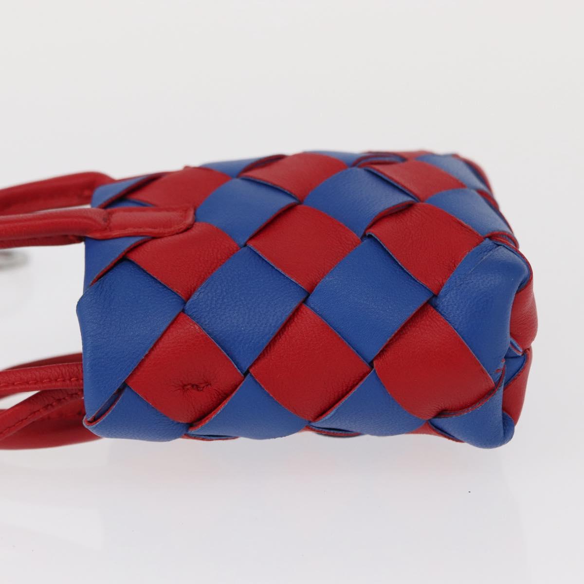 BOTTEGA VENETA INTRECCIATO Charm Leather Red Blue Auth 152431V
