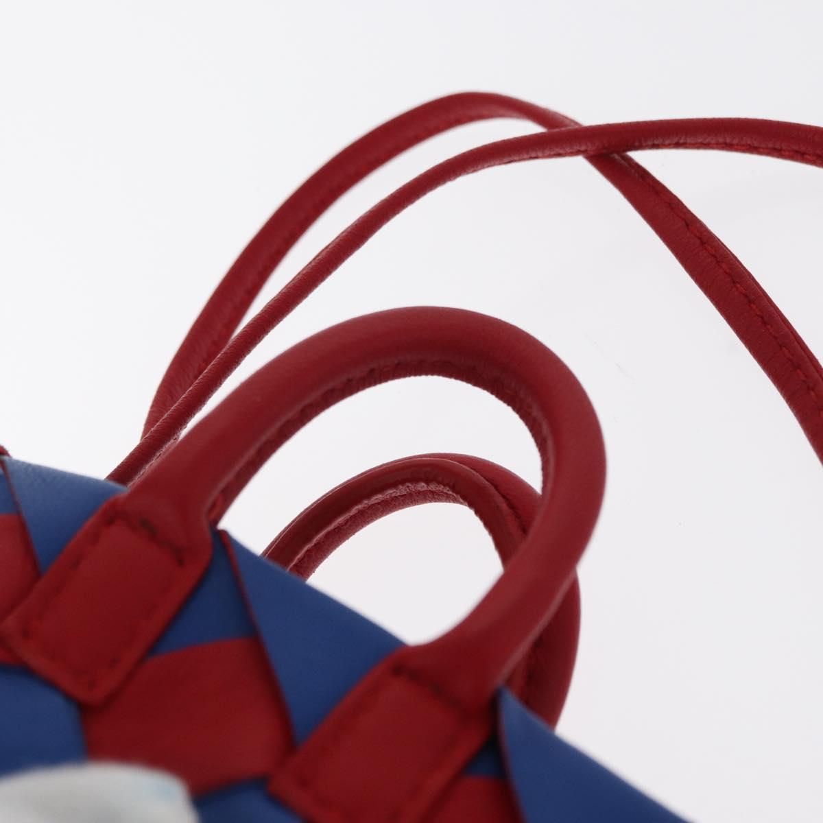 BOTTEGA VENETA INTRECCIATO Charm Leather Red Blue Auth 152431V