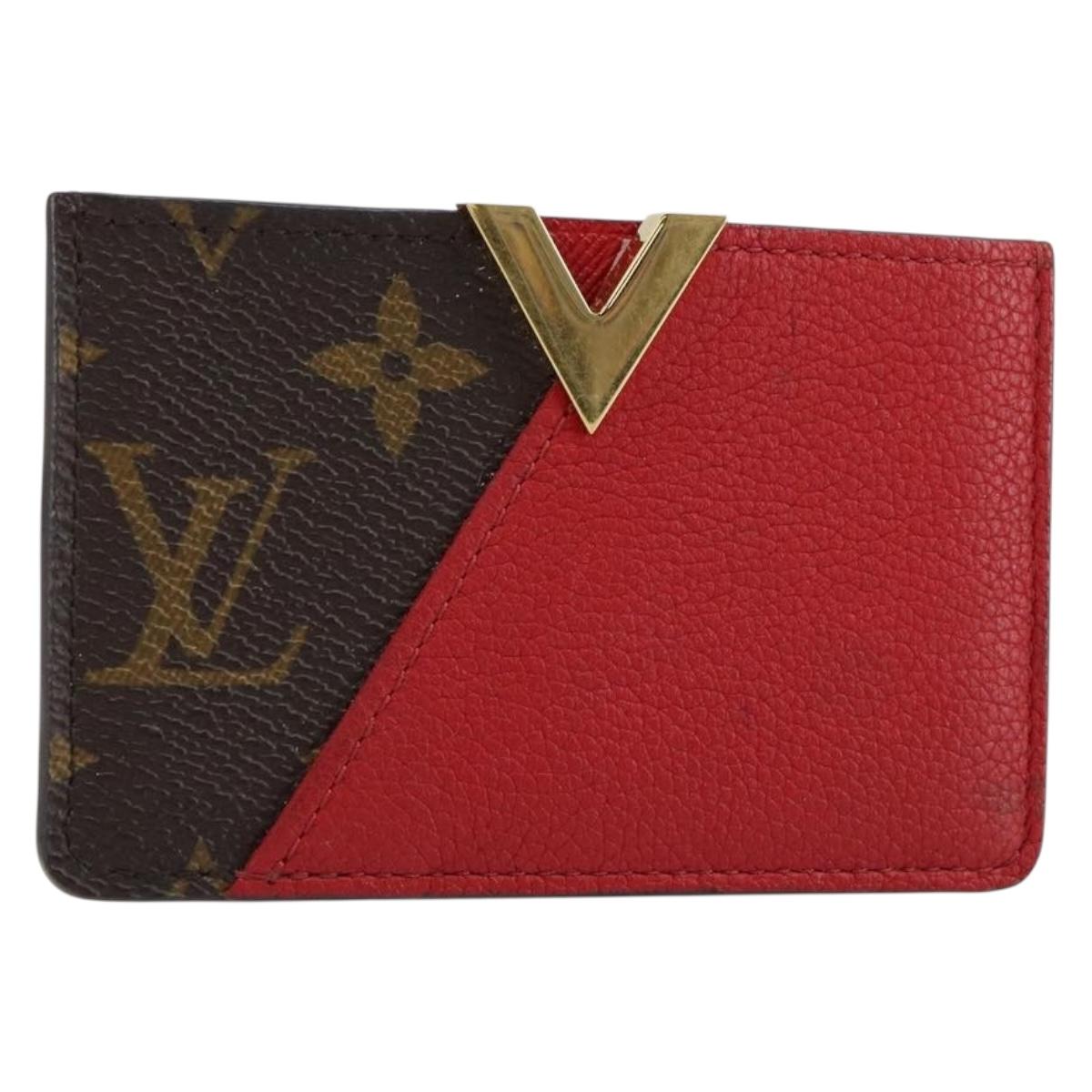 LOUIS VUITTON Monogram Porte Cartes Kimono Card Case Red M56172 LV Auth 152432