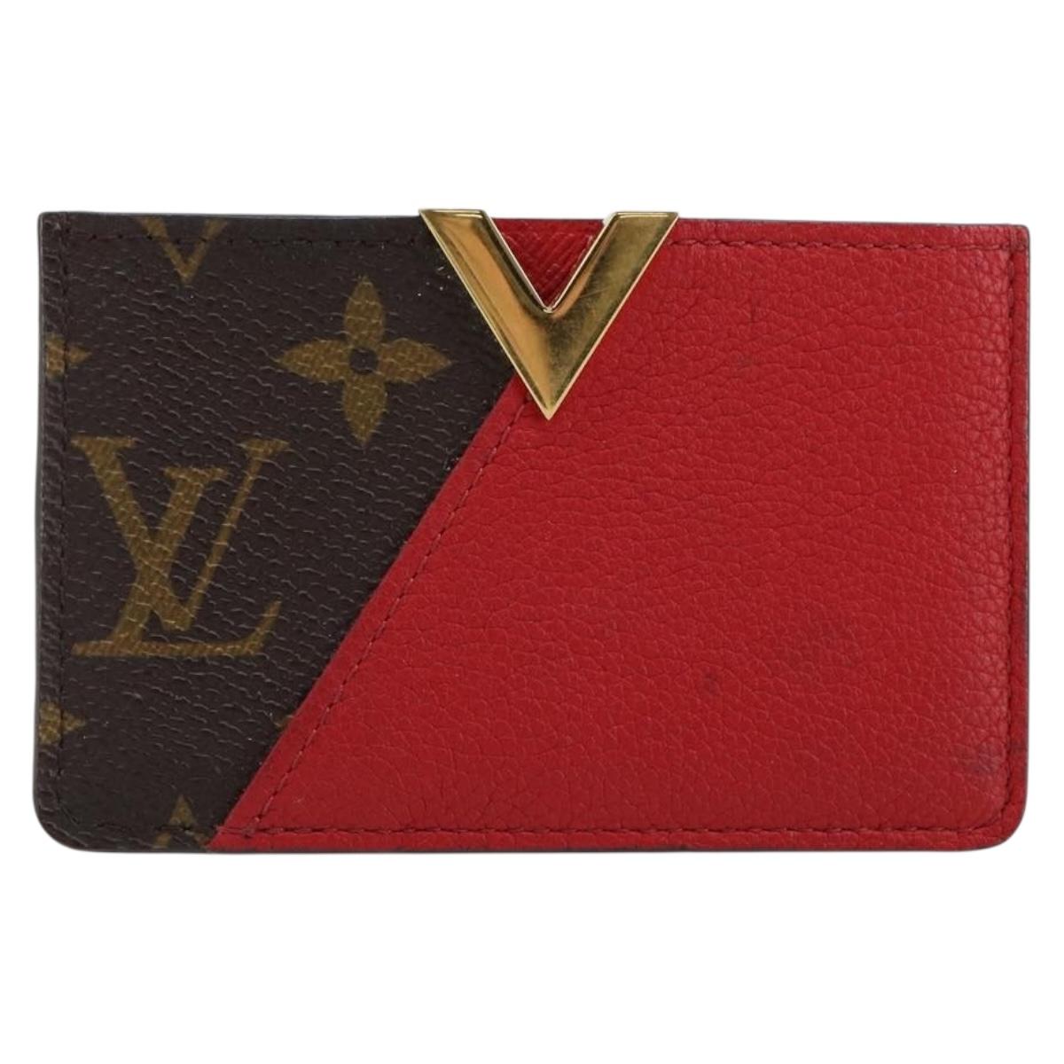 LOUIS VUITTON Monogram Porte Cartes Kimono Card Case Red M56172 LV Auth 152432