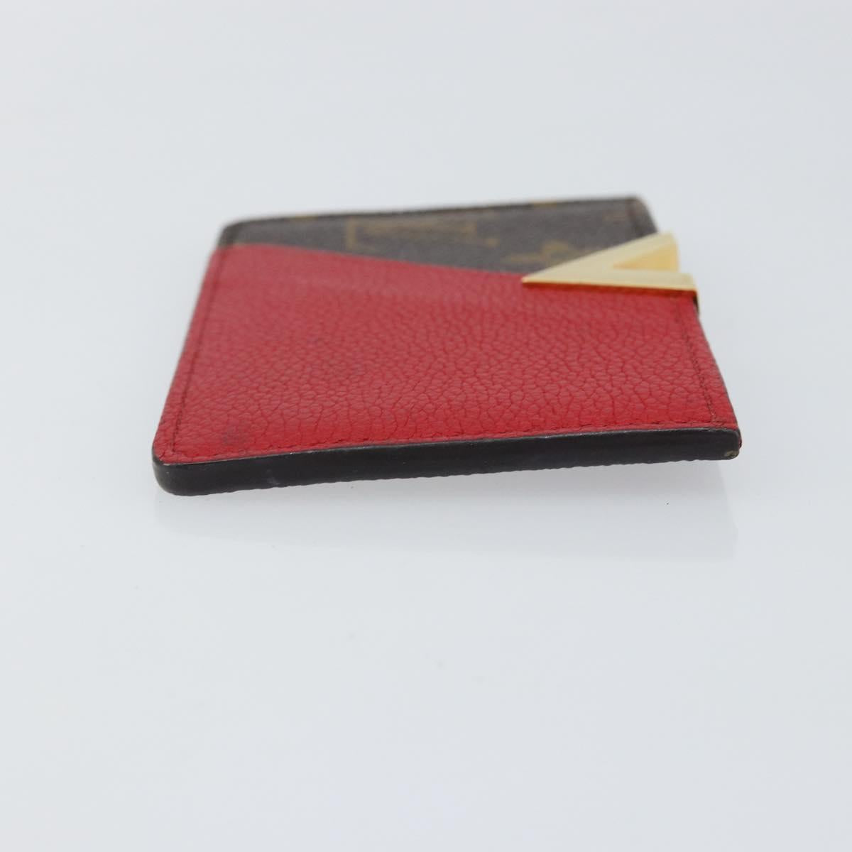 LOUIS VUITTON Monogram Porte Cartes Kimono Card Case Red M56172 LV Auth 152432