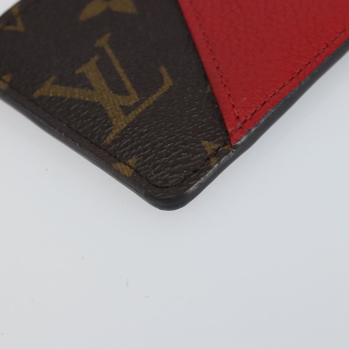 LOUIS VUITTON Monogram Porte Cartes Kimono Card Case Red M56172 LV Auth 152432