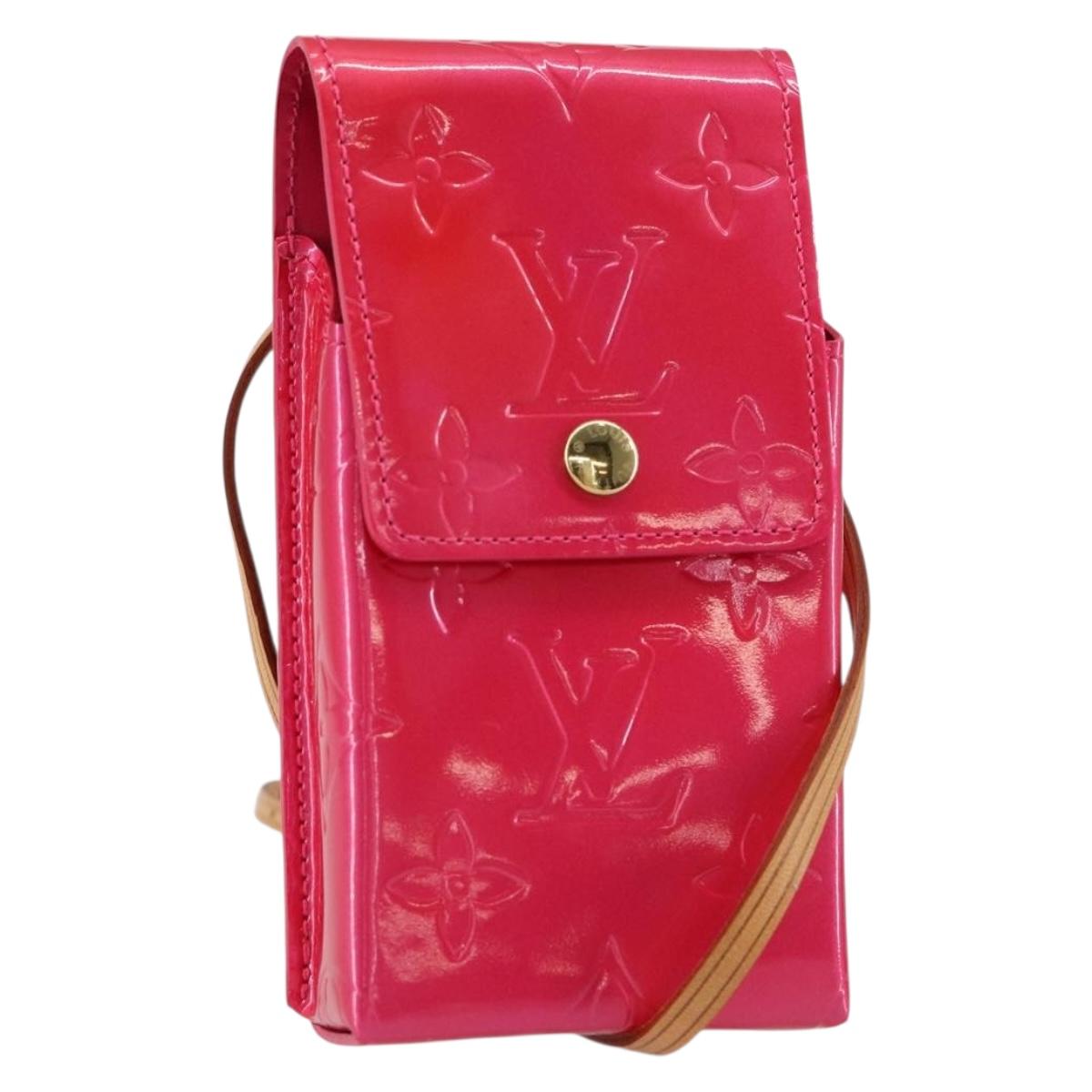 LOUIS VUITTON Monogram Vernis Green Cigarette Case Fusha Pink M91242 Auth 152434V