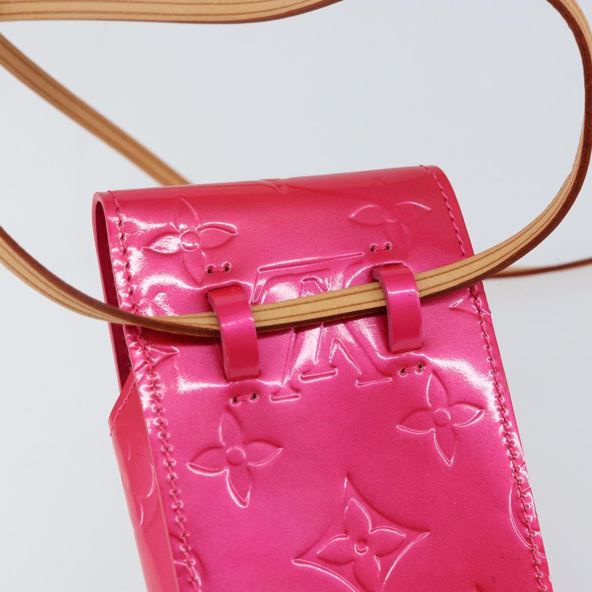 LOUIS VUITTON Monogram Vernis Green Cigarette Case Fusha Pink M91242 Auth 152434V