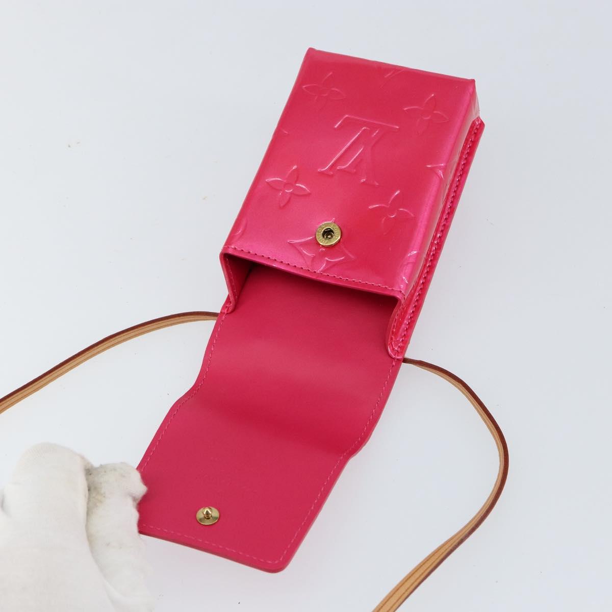 LOUIS VUITTON Monogram Vernis Green Cigarette Case Fusha Pink M91242 Auth 152434V