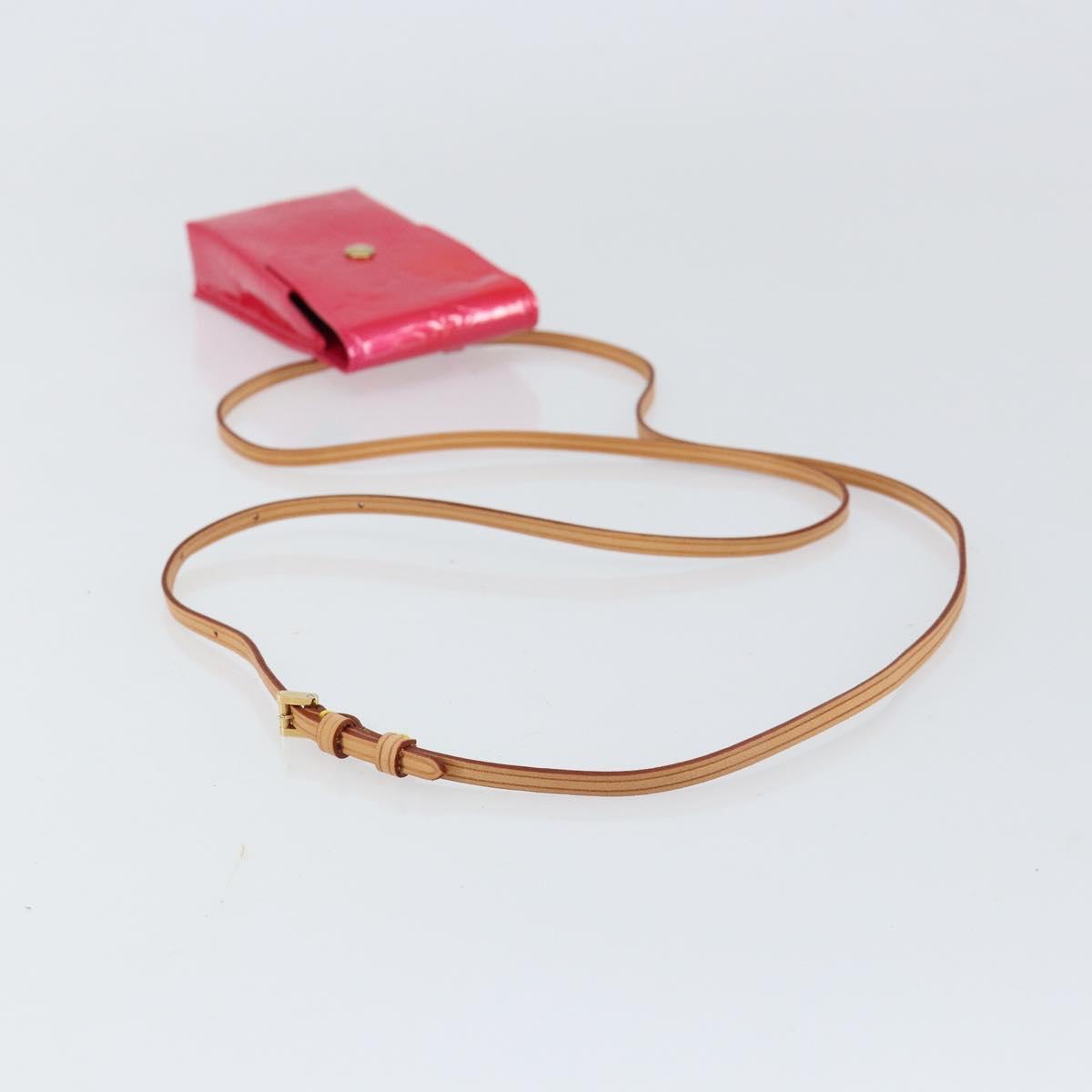 LOUIS VUITTON Monogram Vernis Green Cigarette Case Fusha Pink M91242 Auth 152434V