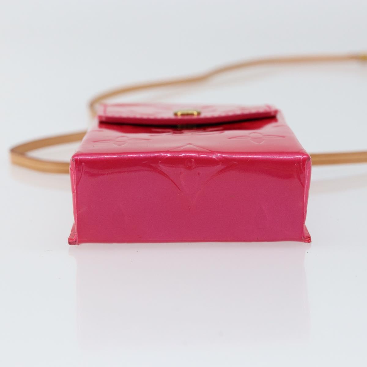 LOUIS VUITTON Monogram Vernis Green Cigarette Case Fusha Pink M91242 Auth 152434V