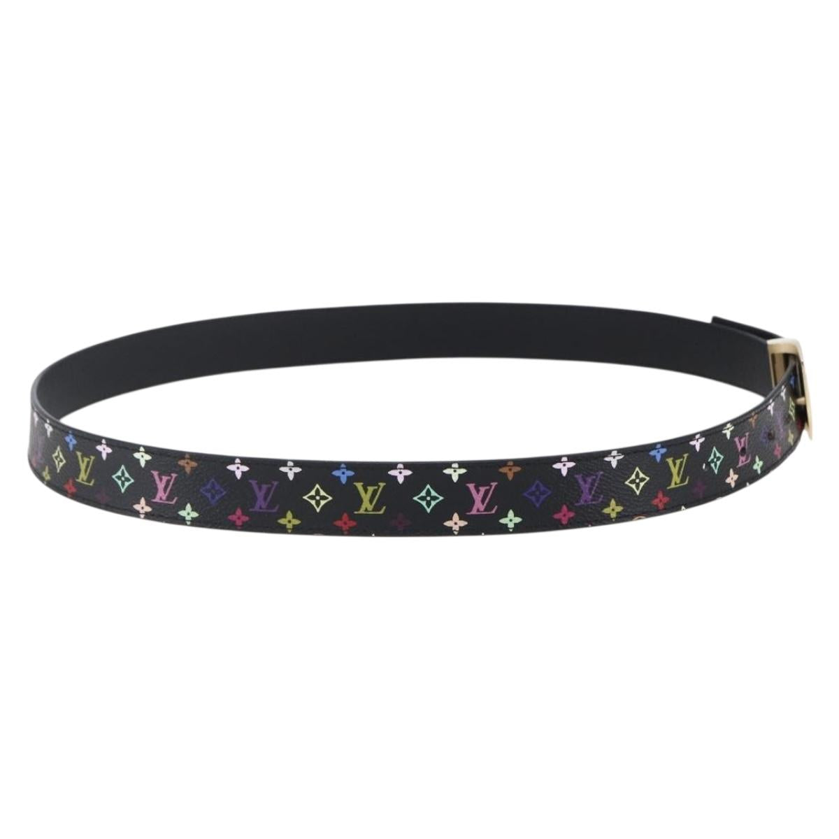 LOUIS VUITTON Multicolor Ceinture Belt Black LV Auth 152435