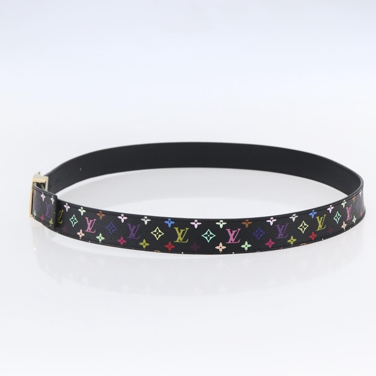 LOUIS VUITTON Multicolor Ceinture Belt Black LV Auth 152435