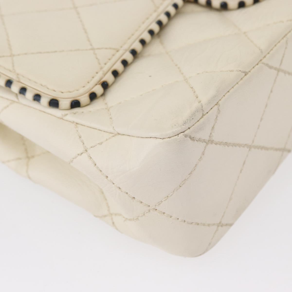 CHANEL Matelasse Chain Shoulder Bag Leather Beige Gold CC Auth 152439