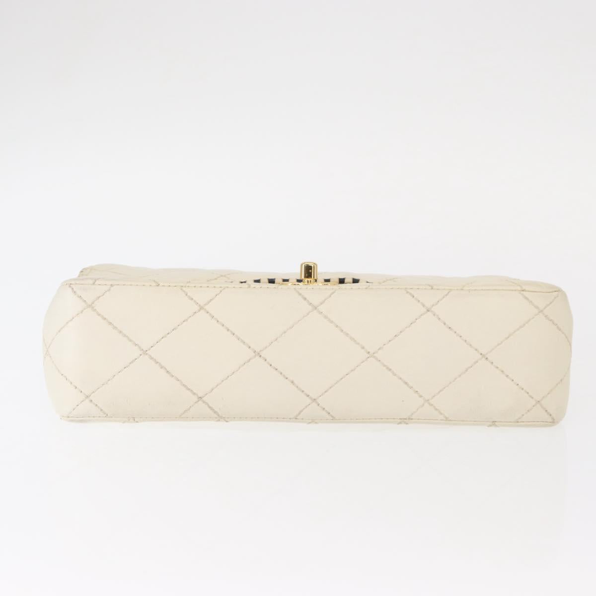 CHANEL Matelasse Chain Shoulder Bag Leather Beige Gold CC Auth 152439