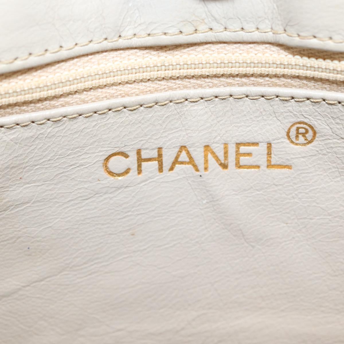 CHANEL Matelasse Chain Shoulder Bag Lamb Skin Beige Gold CC Auth 152441