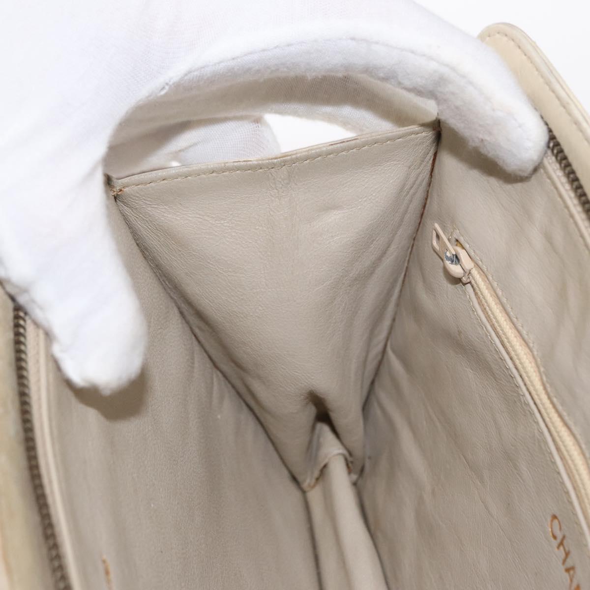 CHANEL Matelasse Chain Shoulder Bag Lamb Skin Beige Gold CC Auth 152441