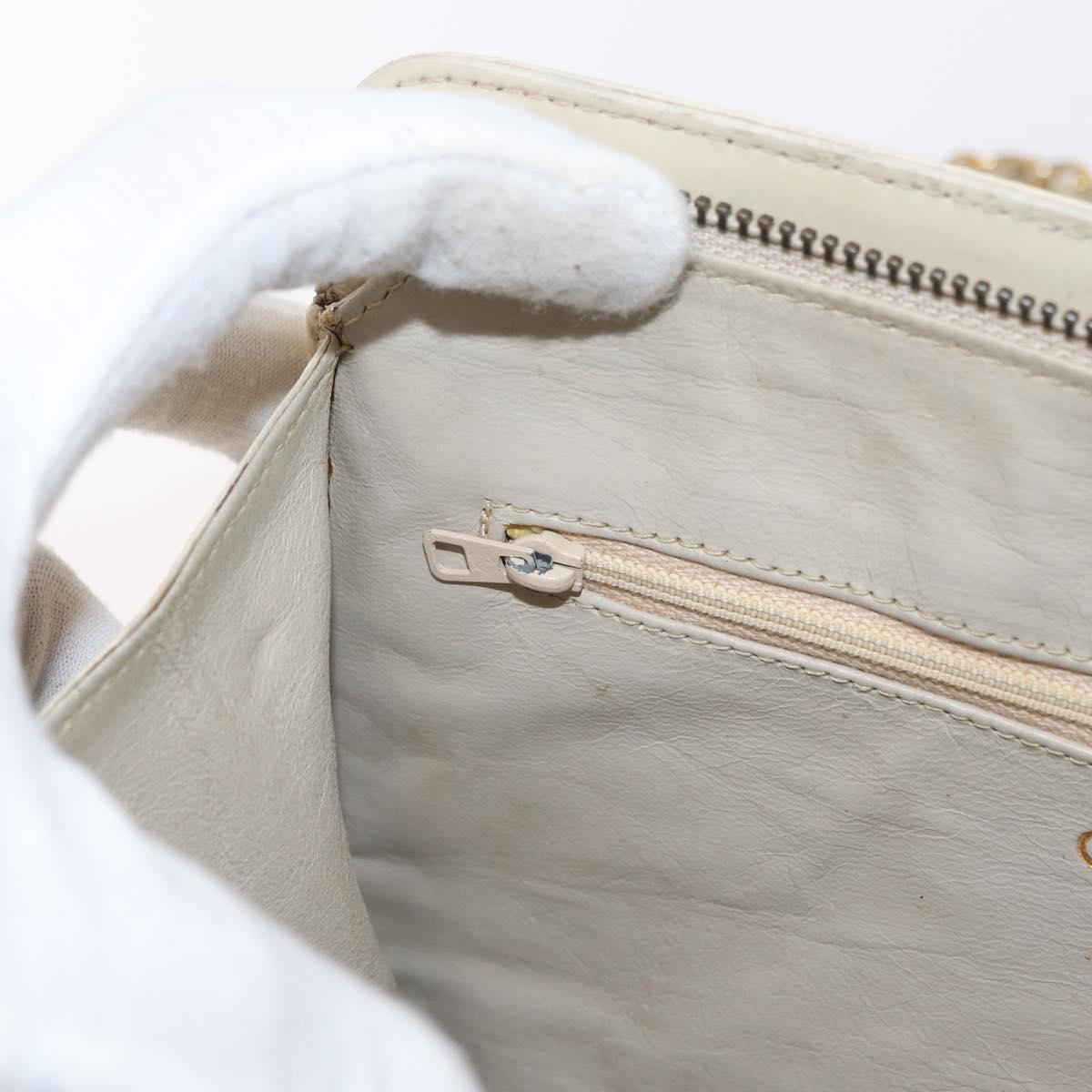 CHANEL Matelasse Chain Shoulder Bag Lamb Skin Beige Gold CC Auth 152441