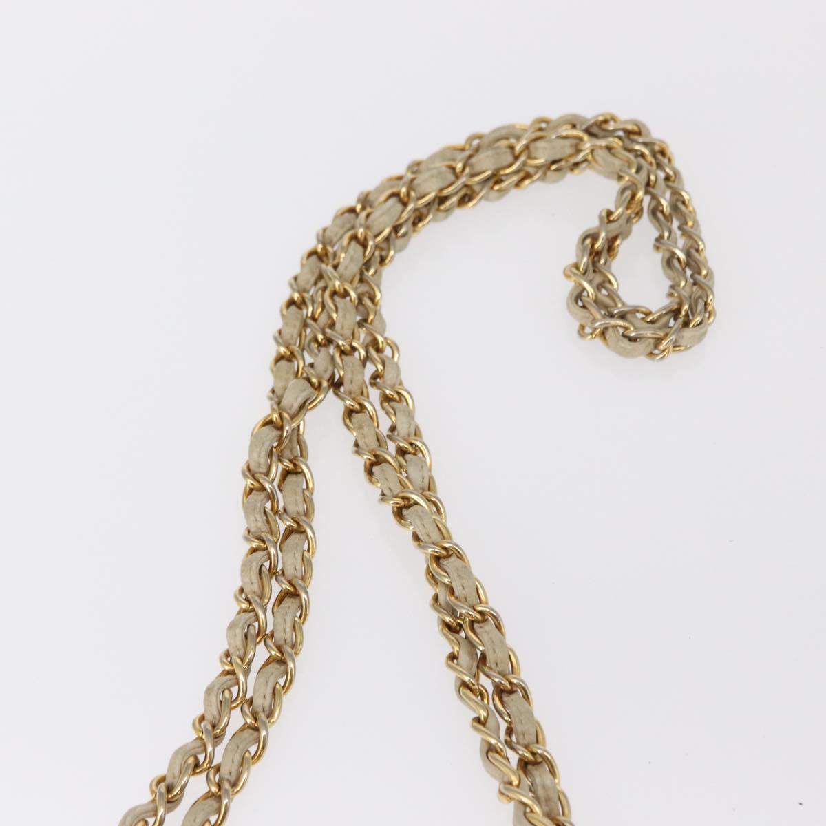 CHANEL Matelasse Chain Shoulder Bag Lamb Skin Beige Gold CC Auth 152441