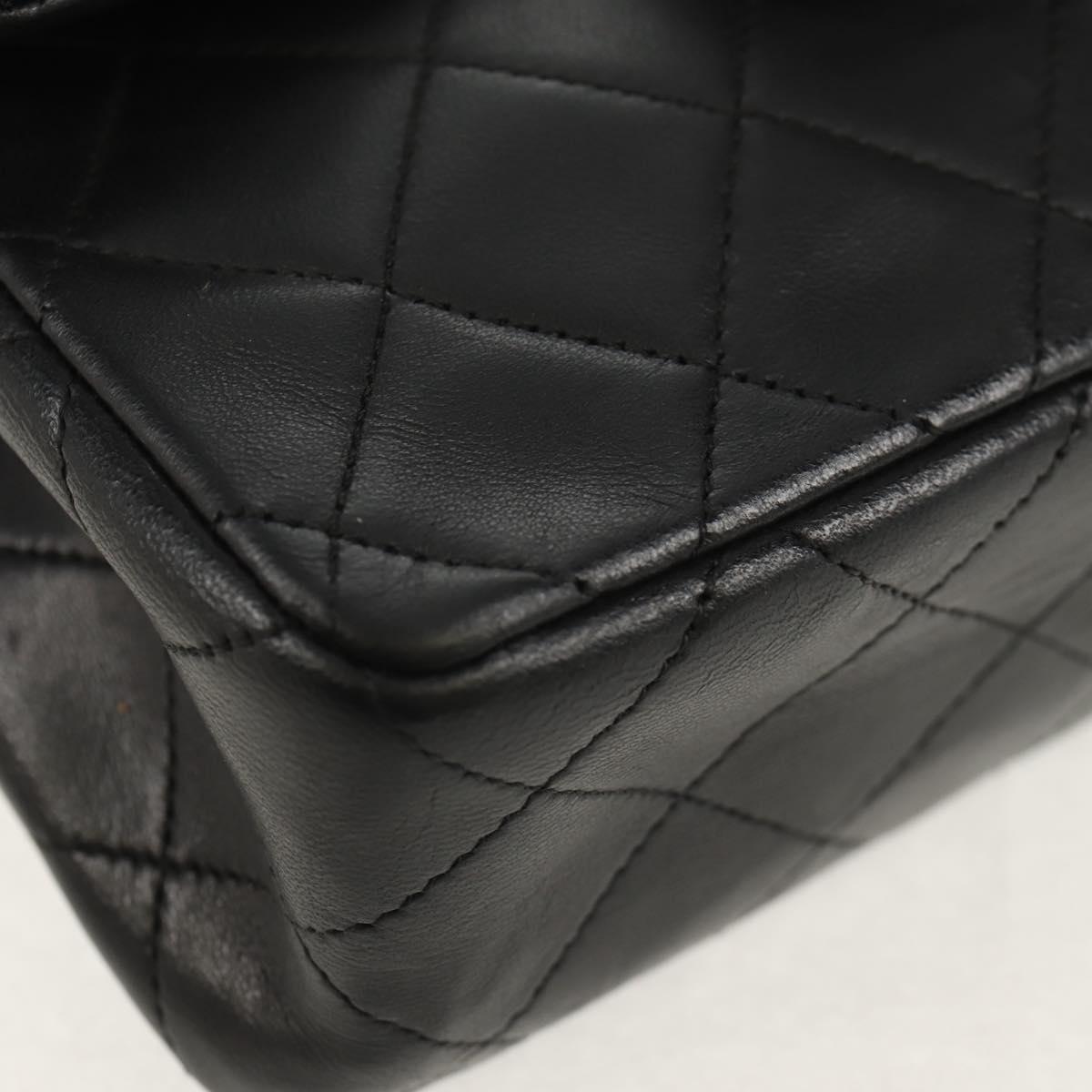 CHANEL Matelasse Chain Shoulder Bag Lamb Skin Black Gold CC Auth 152446AV