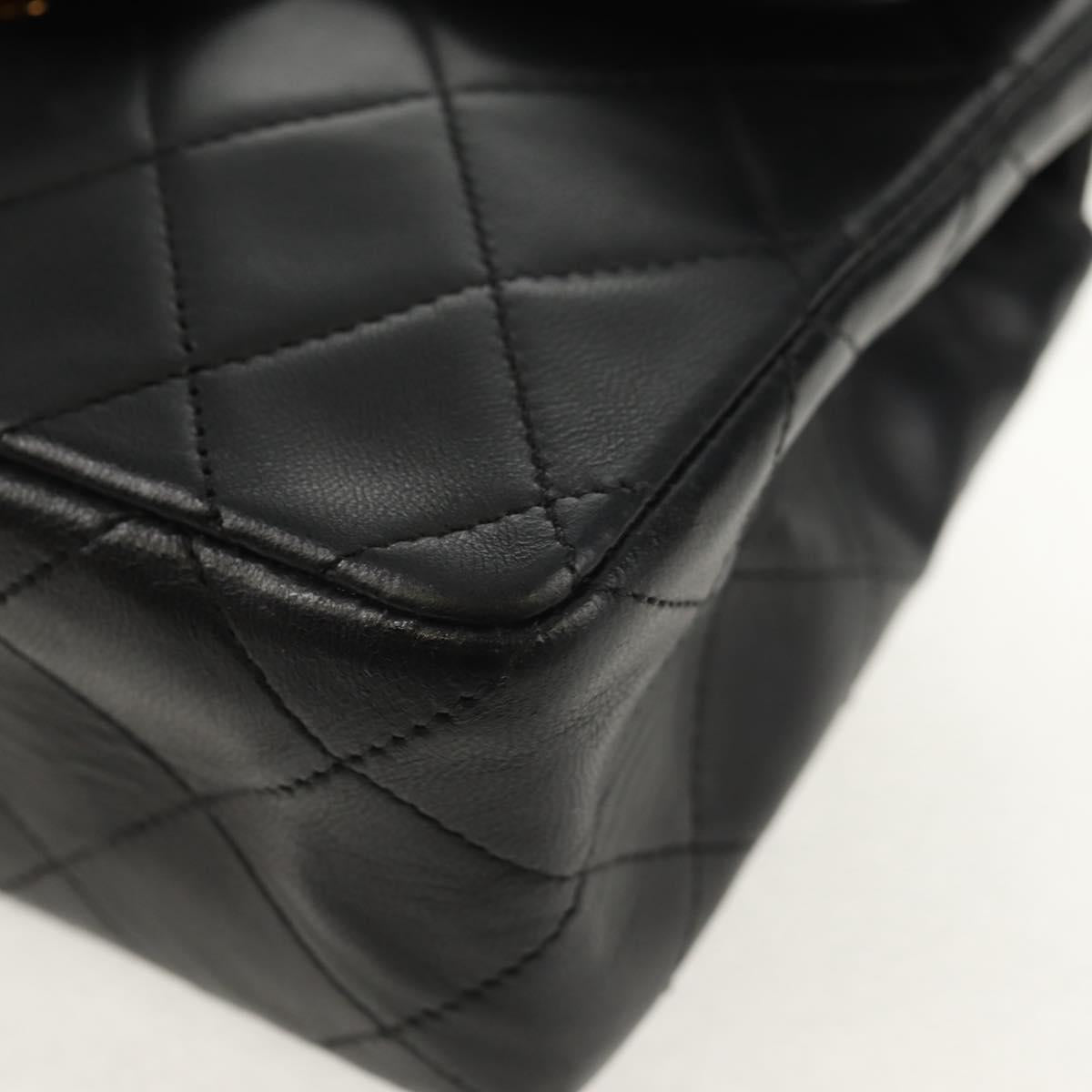 CHANEL Matelasse Chain Shoulder Bag Lamb Skin Black Gold CC Auth 152446AV