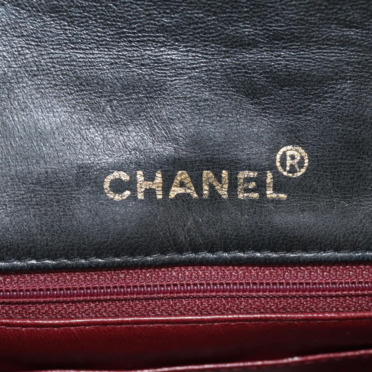 CHANEL Matelasse Chain Shoulder Bag Lamb Skin Black Gold CC Auth 152446AV