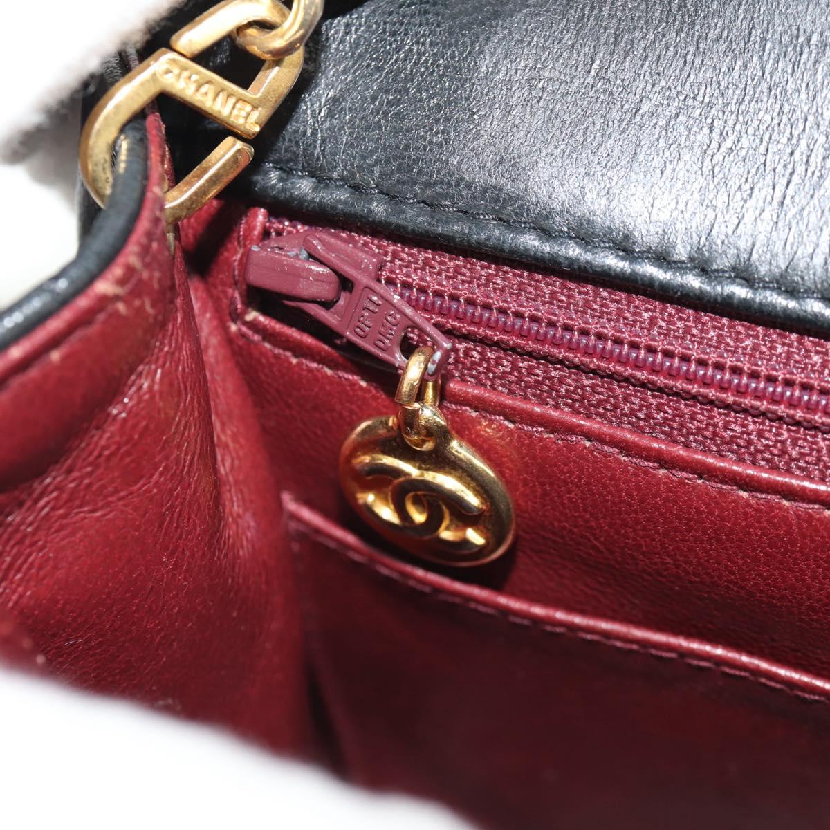 CHANEL Matelasse Chain Shoulder Bag Lamb Skin Black Gold CC Auth 152446AV