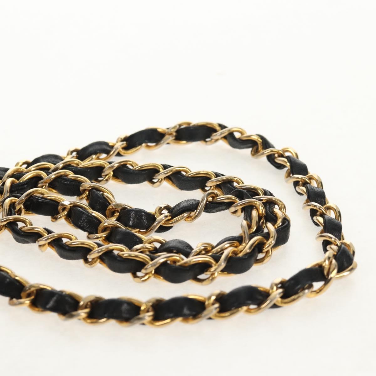 CHANEL Matelasse Chain Shoulder Bag Lamb Skin Black Gold CC Auth 152446AV