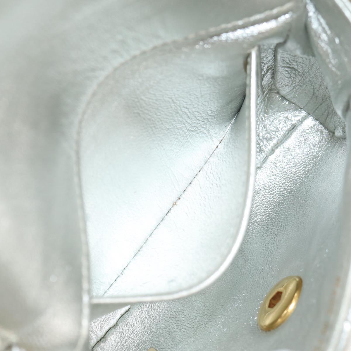 CHANEL Matelasse Shoulder Bag Leather Silver Gold CC Auth 152450AV