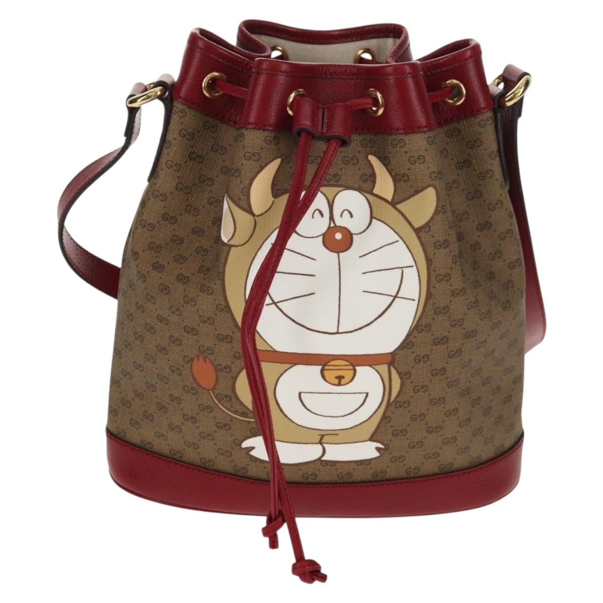 GUCCI Micro GG Supreme Doraemon Collaboration Bag PVC Beige 655597 Auth 152451AM