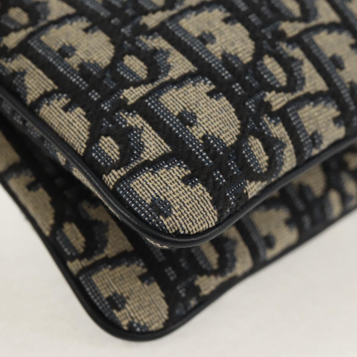 Christian Dior Trotter Canvas Shoulder Bag Navy Silver Auth 152453SM