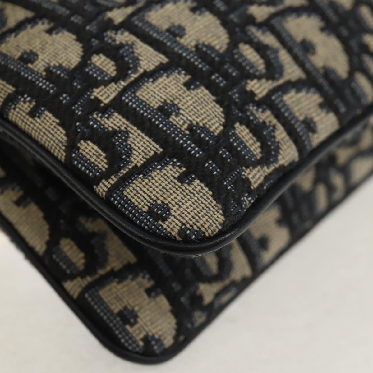 Christian Dior Trotter Canvas Shoulder Bag Navy Silver Auth 152453SM