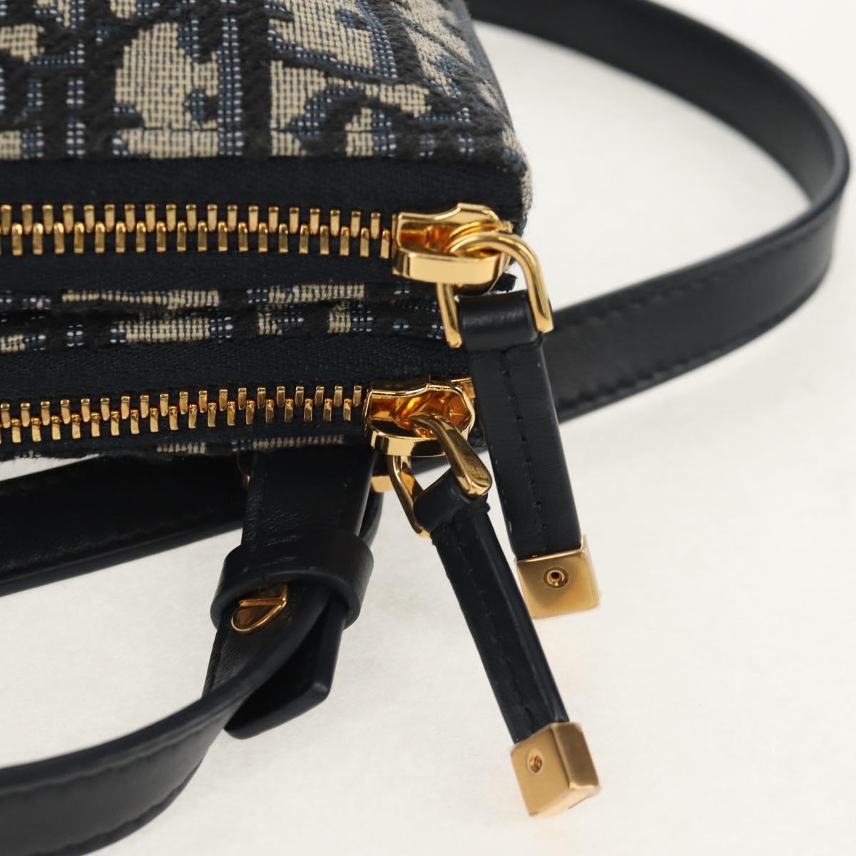 Christian Dior Trotter Canvas Shoulder Bag Navy Silver Auth 152453SM