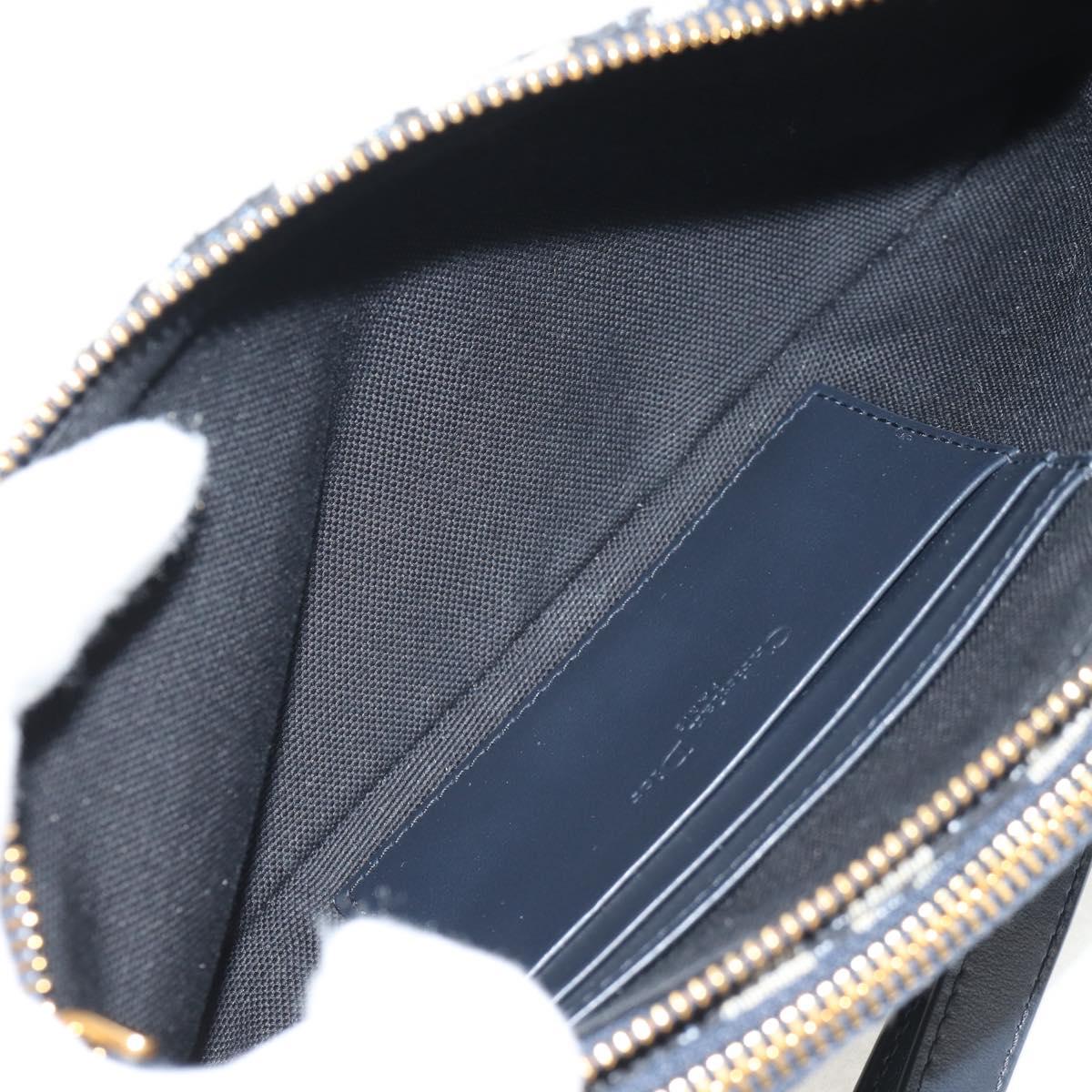 Christian Dior Trotter Canvas Shoulder Bag Navy Silver Auth 152453SM