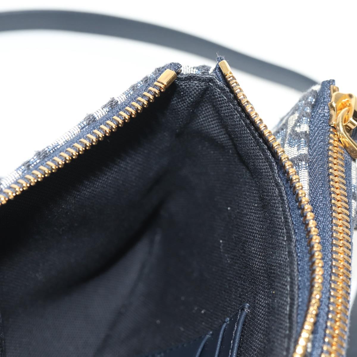 Christian Dior Trotter Canvas Shoulder Bag Navy Silver Auth 152453SM