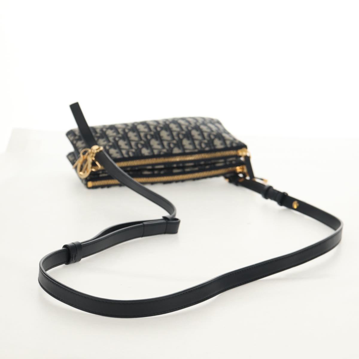 Christian Dior Trotter Canvas Shoulder Bag Navy Silver Auth 152453SM